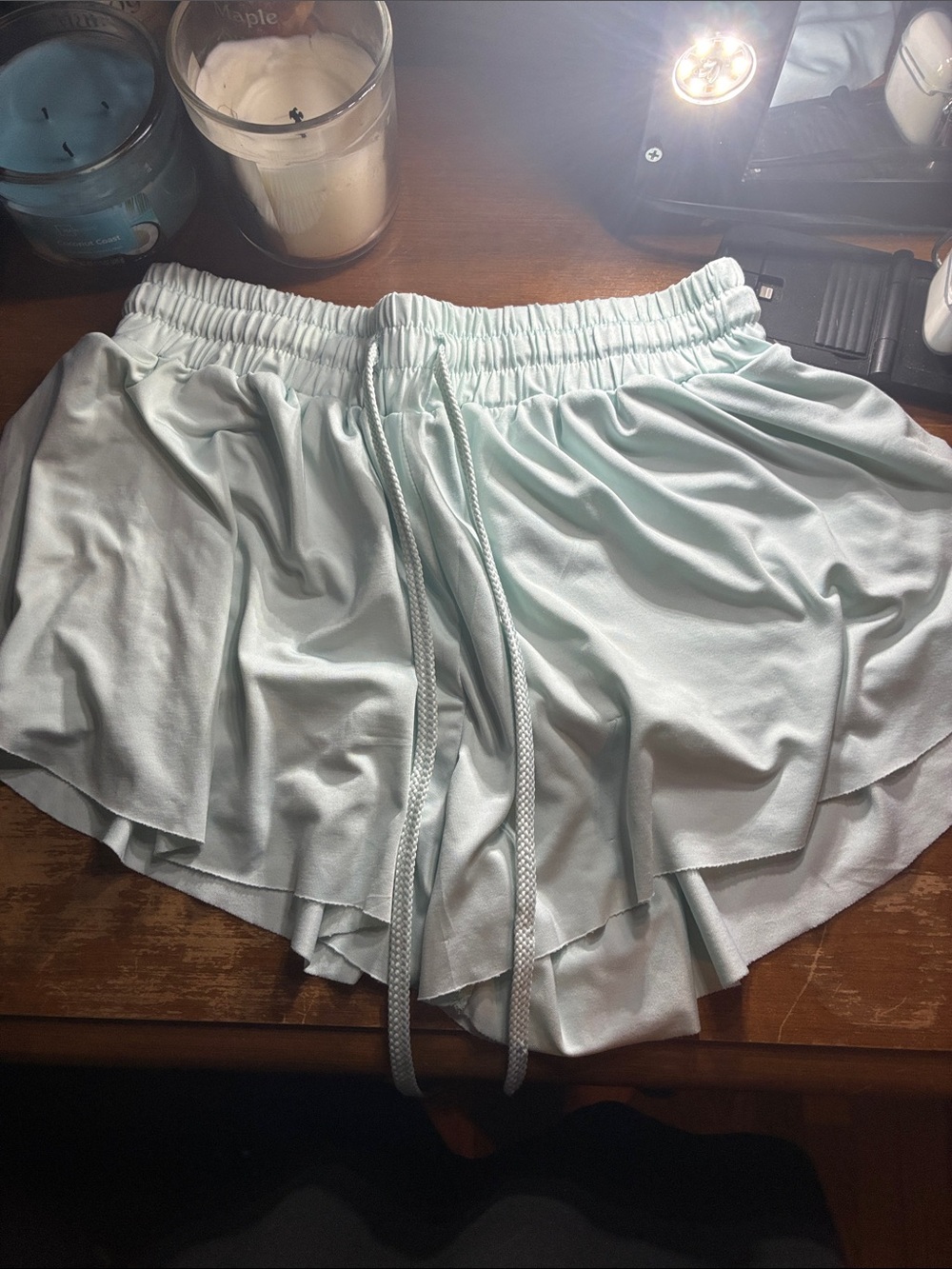 Light Mint Women’s Athletic Shorts with Drawstring